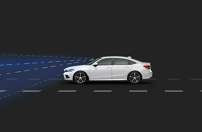 A Honda vehicle scanning for obstacles.